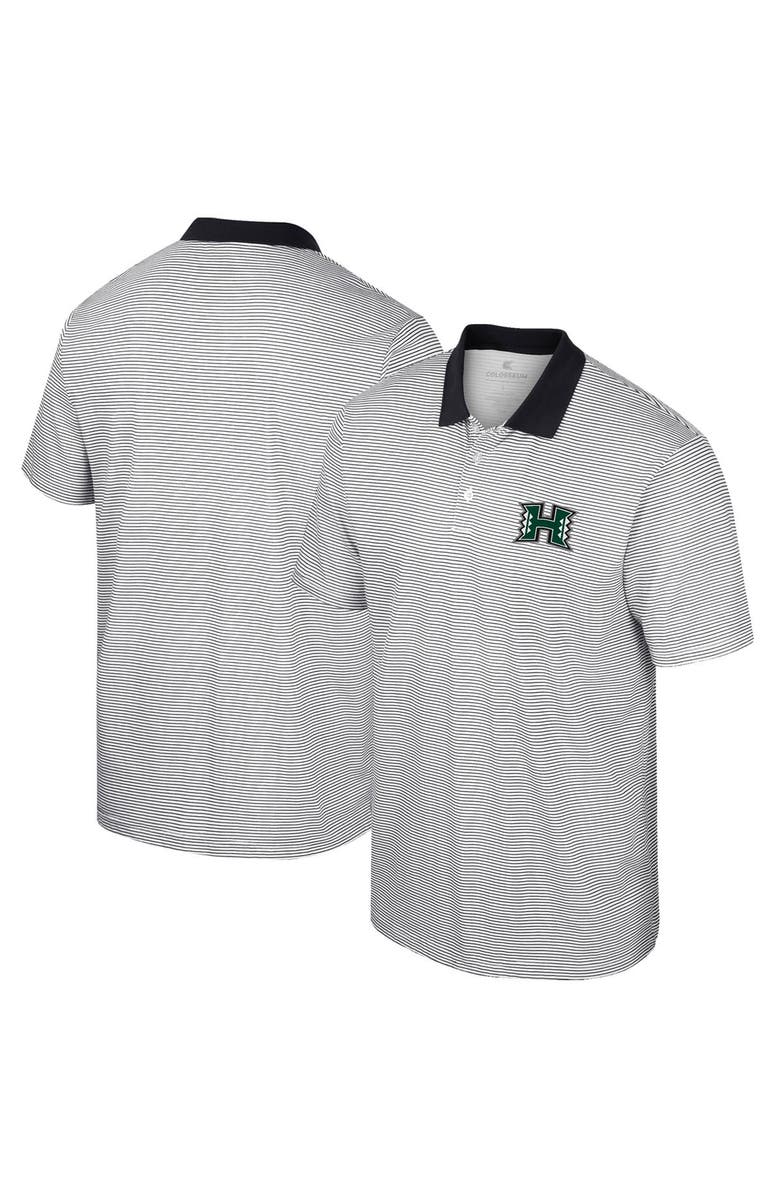 COLOSSEUM Men's Colosseum White Hawaii Athletics Print Stripe Polo, Alternate, color, White
