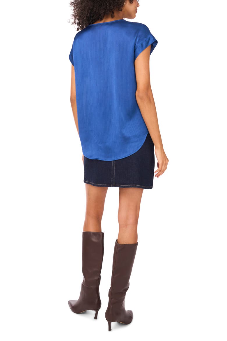 Textured Satin Short Sleeve Top, Alternate, color, BLUEBERRY