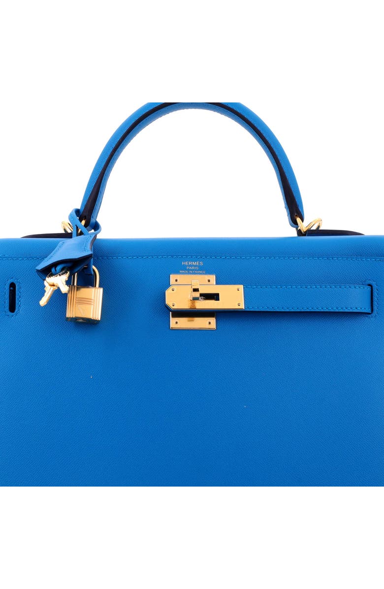Pre-Owned Hermes Kelly Handbag Blue Madame with Gold Hardware 28, Alternate, color, Bleu Frida