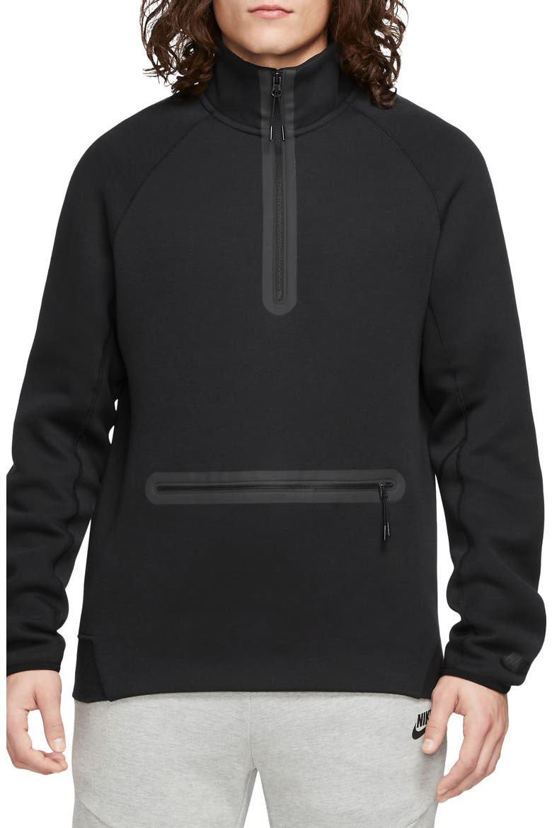 Tech Fleece Half Zip Pullover, Main, color, BLACK/ BLACK