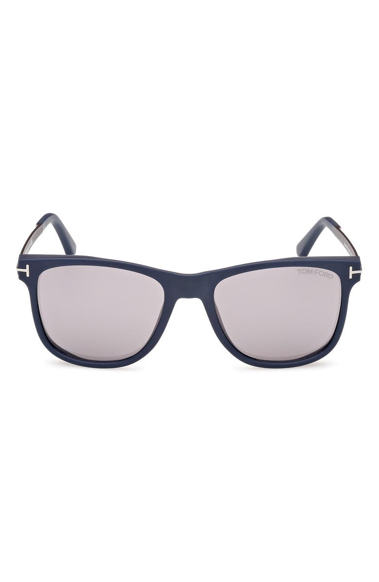 TOM FORD 53mm Square Sunglasses, Main, color, Navy Blue Gunmetal / T Logo