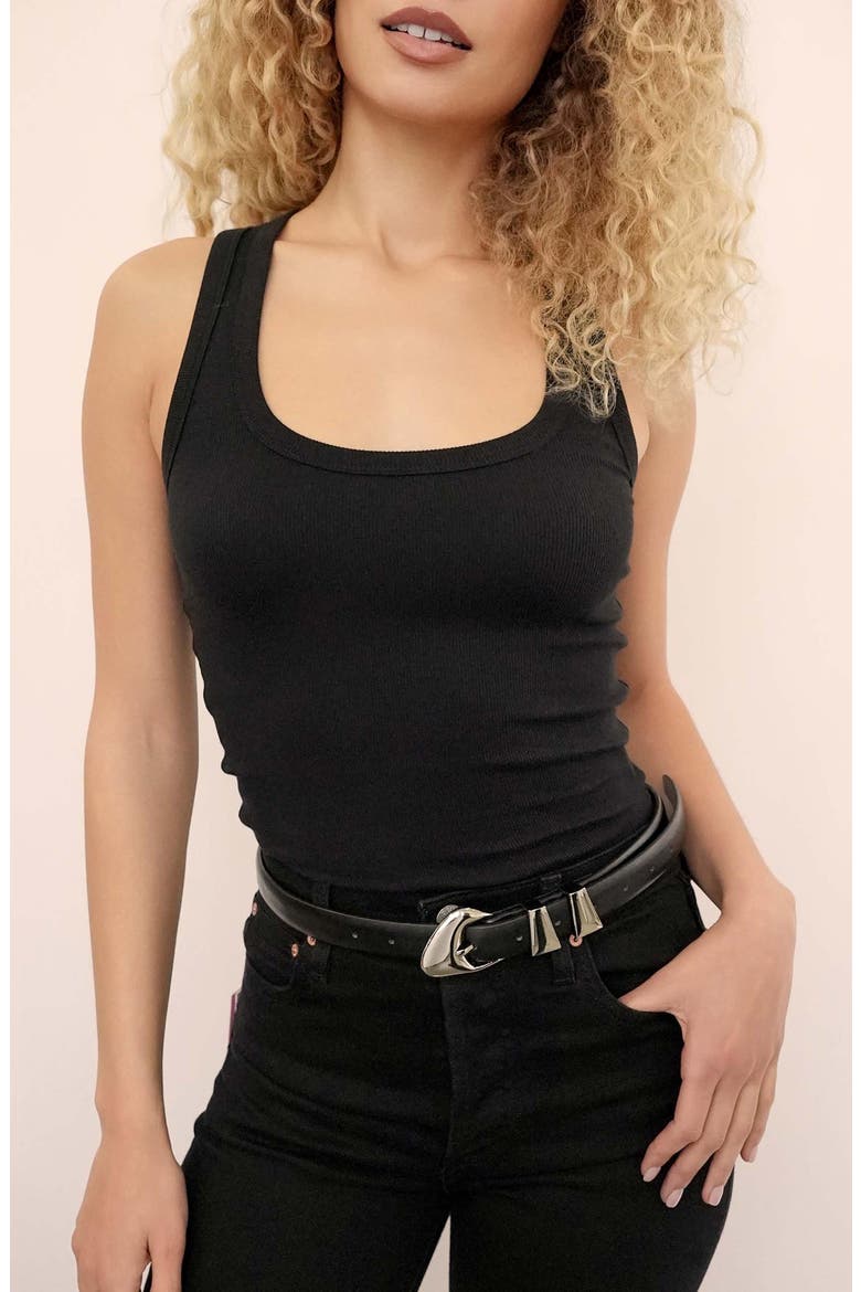 Modern Western Leather Belt, Alternate, color, BLACK