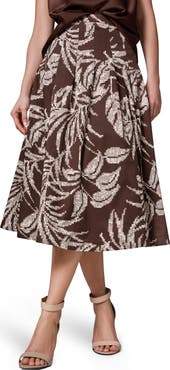 Donna Karan New York Tropical Print Pleated A-Line Skirt