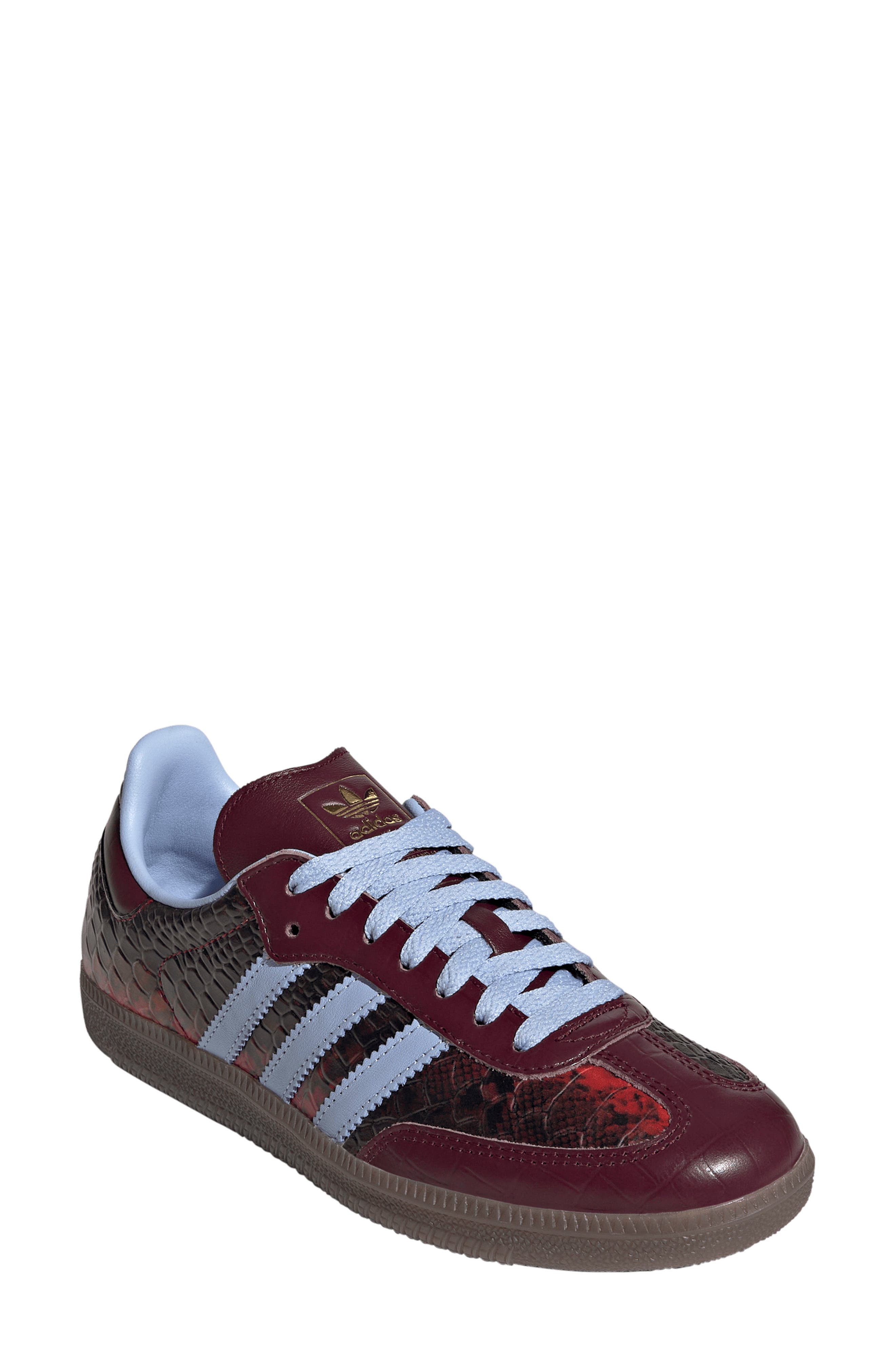Samba OG Leather Sneaker, Main, color, MAROON/ BLUE DAWN/ GOLD MET.