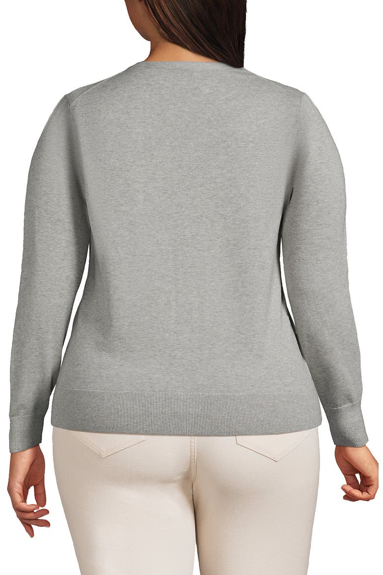 Fine Gauge Cotton Cardigan Sweater, Alternate, color, Gray Heather