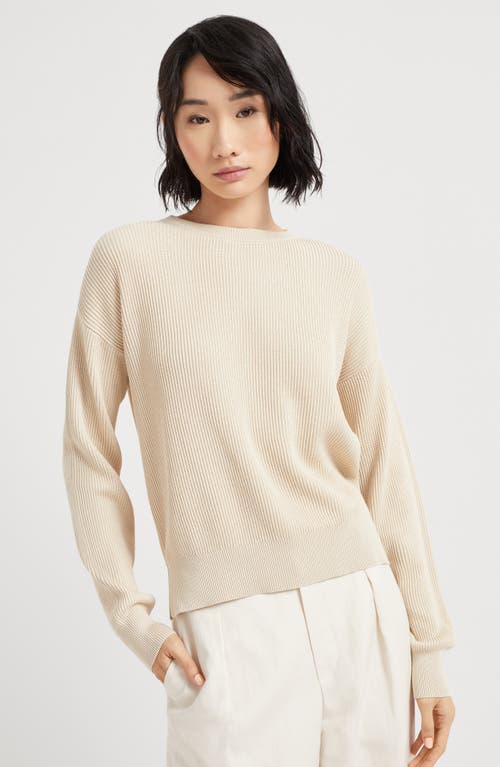 Brunello Cucinelli Beige Monili Cotton Sweater In Butter