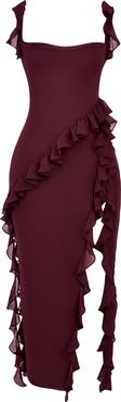 HOUSE OF CB Ariela Ruffle Side Slit Gown