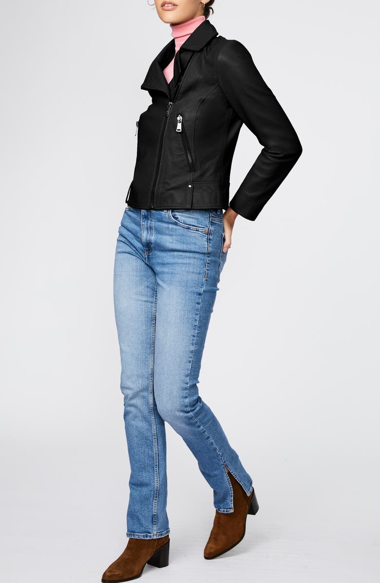 Bernardo Leather Moto Jacket, Alternate, color,