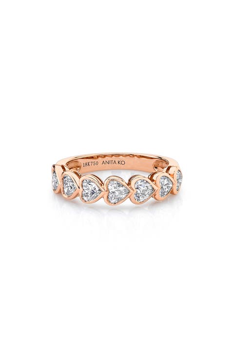 18k Gold Diamond Heart Band Ring
