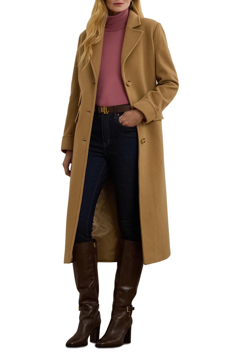 Lauren Ralph Lauren Wool & Cashmere Blend Coat, Main, color, Camel