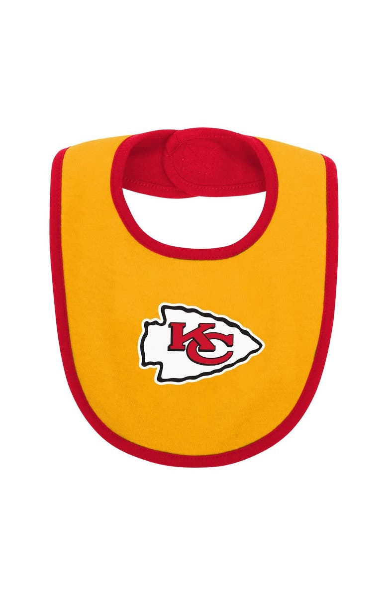 Outerstuff Newborn & Infant Red/Gold Kansas City Chiefs Home Field Advantage Three-Piece Bodysuit, Bib & Booties Set, Alternate, color, 