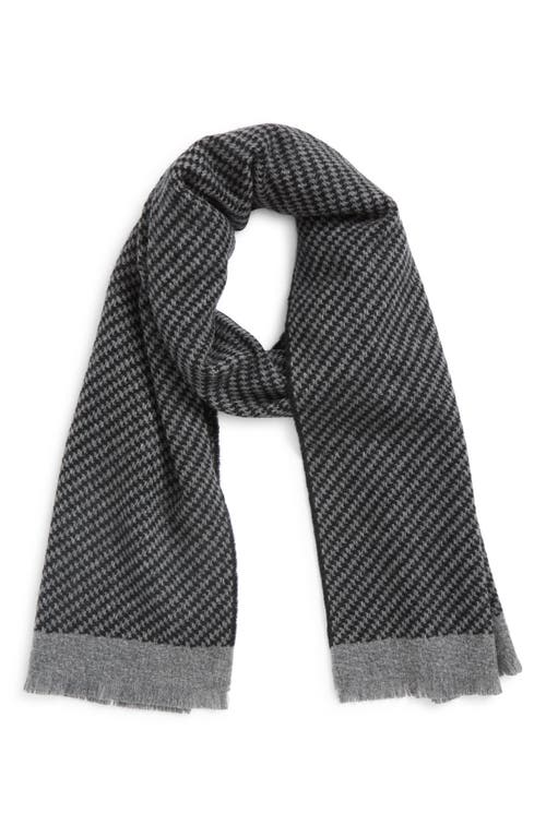 Andrew Stewart Houndstooth Cashmere Scarf In Gray