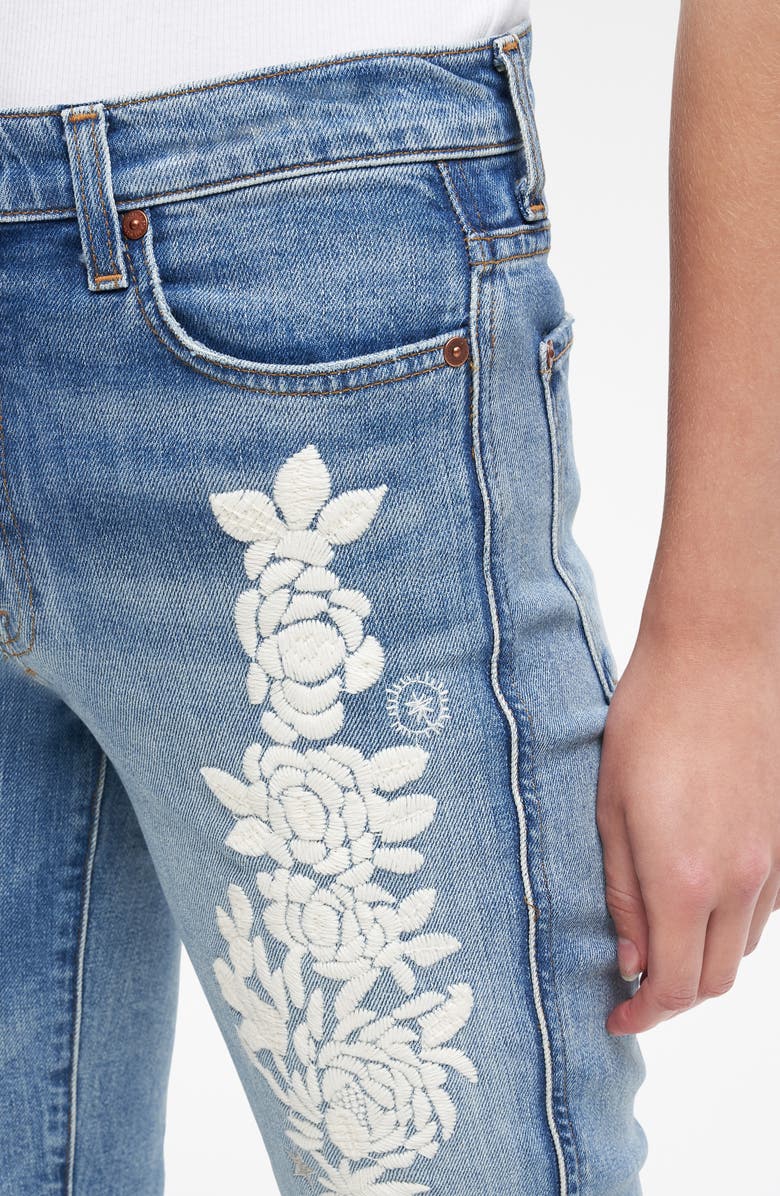 7 For All Mankind Embroidered Ankle Slim Straight Leg Jeans, Alternate, color, Ventura Emb Pant