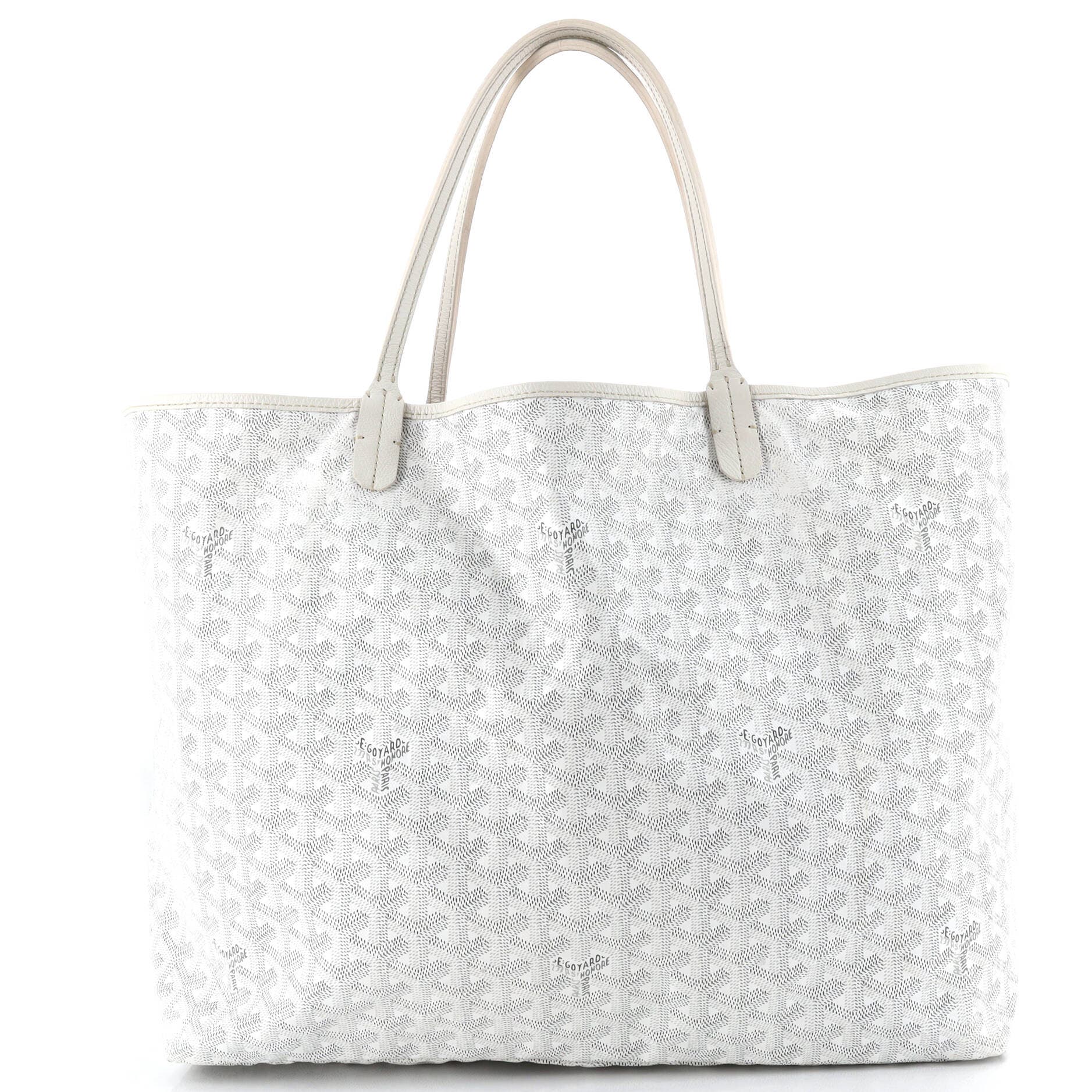 Pre-owned Goyard  Goyard Saint Louis Tote Coated Canvas Gm In White
