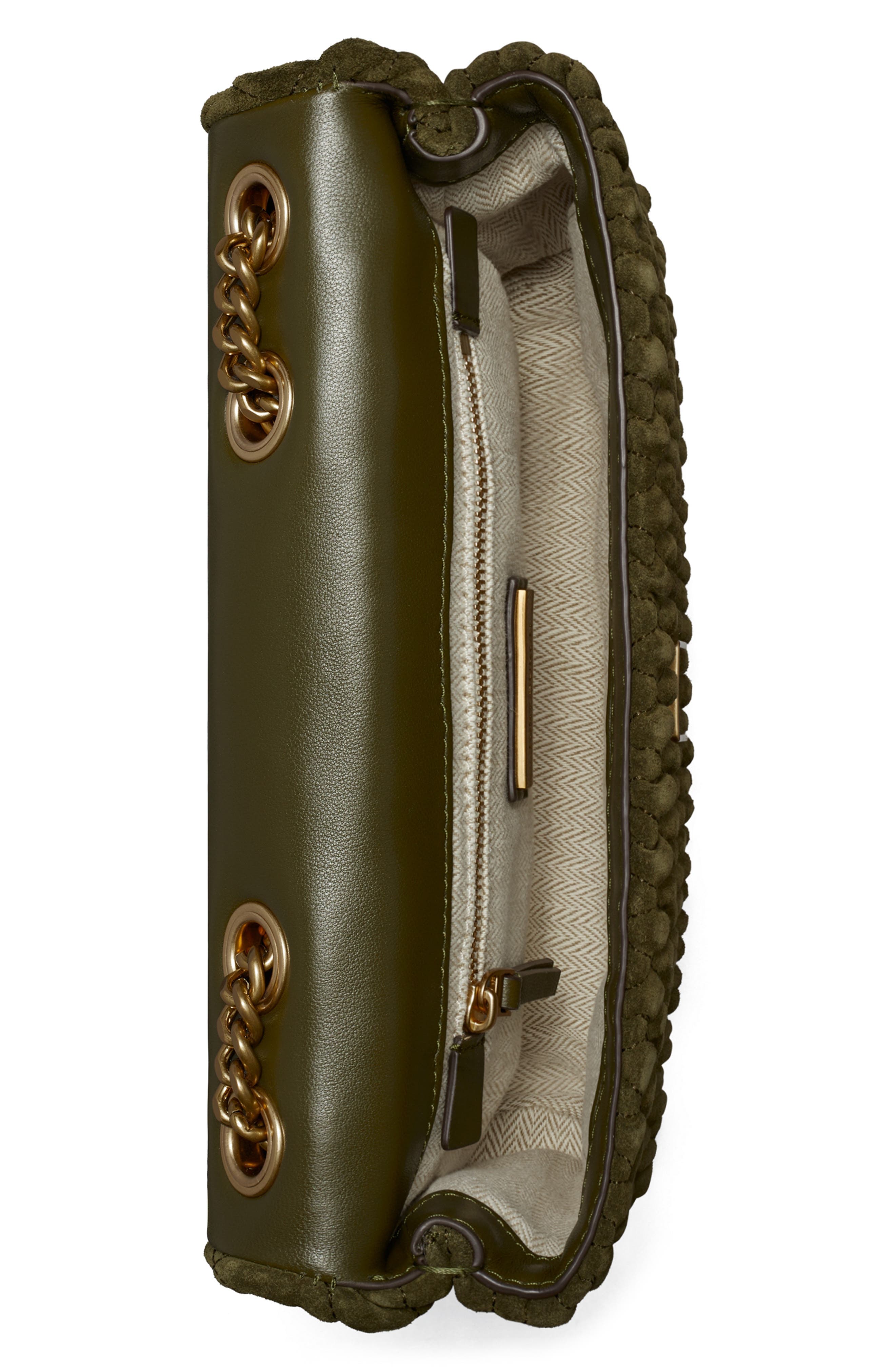 Kira Ruched Suede Convertible Shoulder Bag, Alternate, color, LECCIO