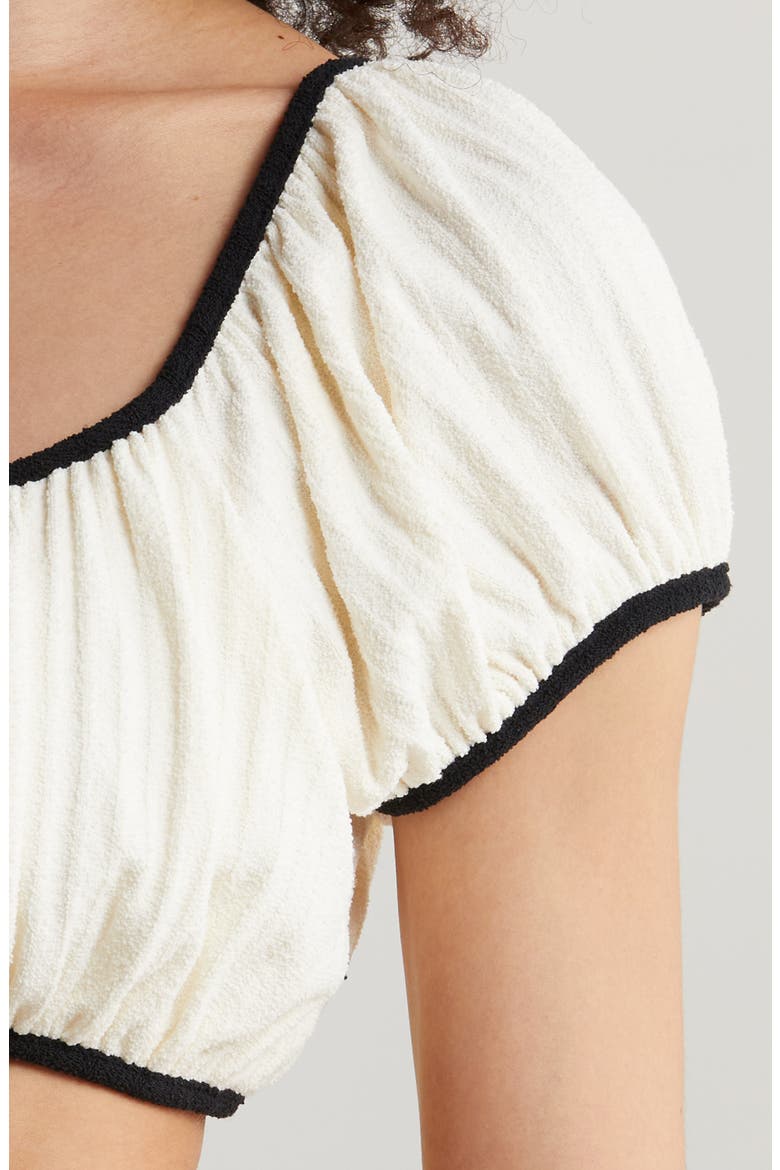 Bandita Bikini Top, Alternate, color, CREAM TERRY RIB BLACK BINDED