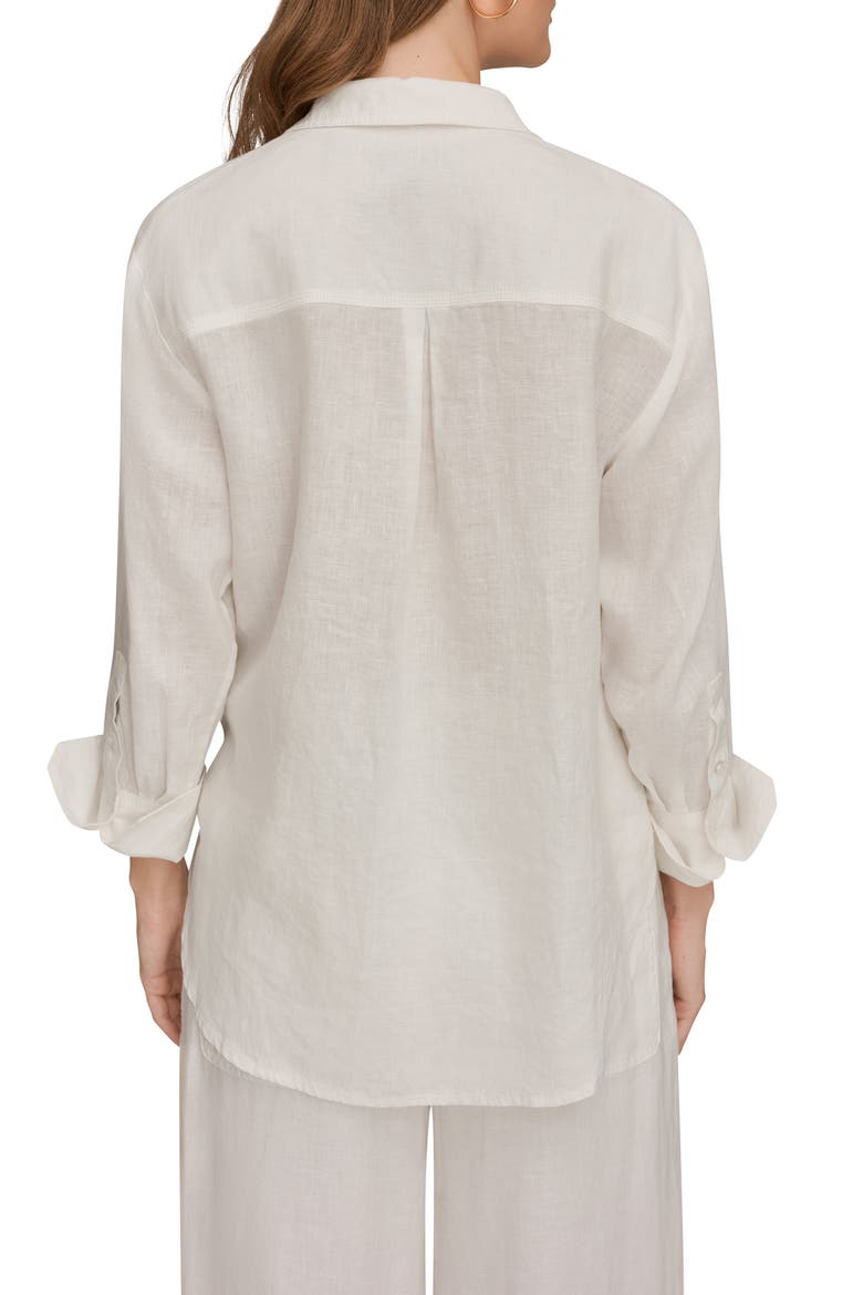 Linen Button-Up Shirt, Alternate, color, CREAM