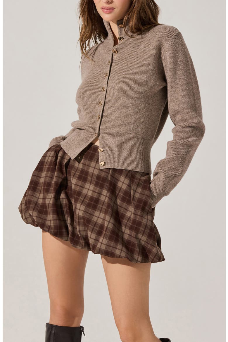 Tawni Stand Collar Cardigan, Alternate, color, TAUPE