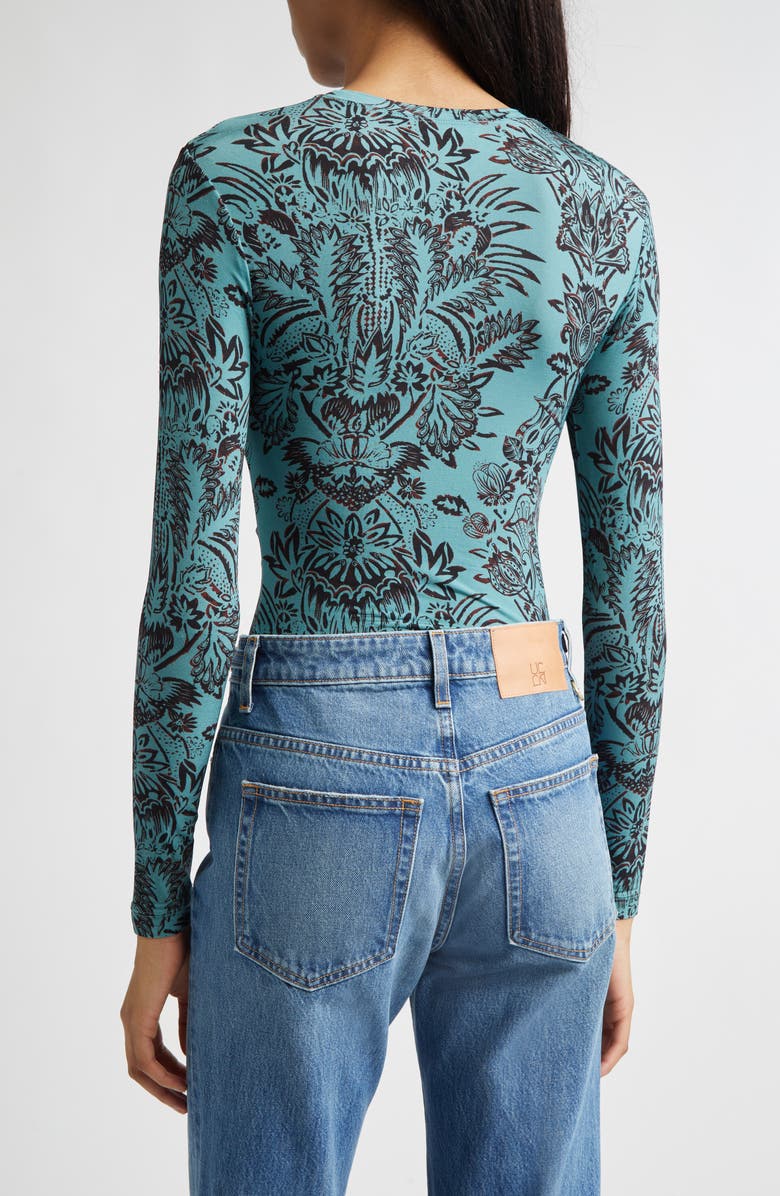 Ulla Johnson Asha Ruched Top, Alternate, color, Ocean Flora