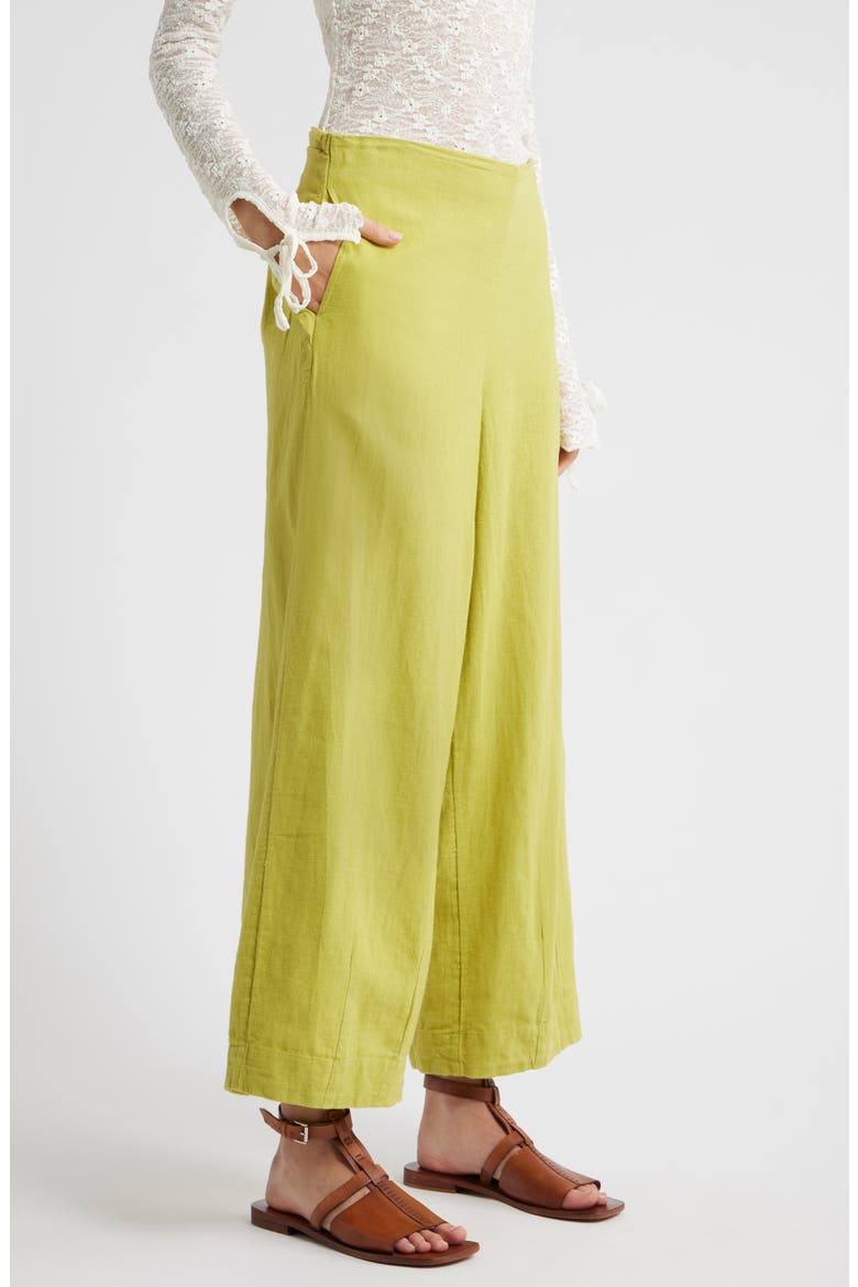 Demi Wide Leg Linen Blend Pants, Alternate, color, PALMA