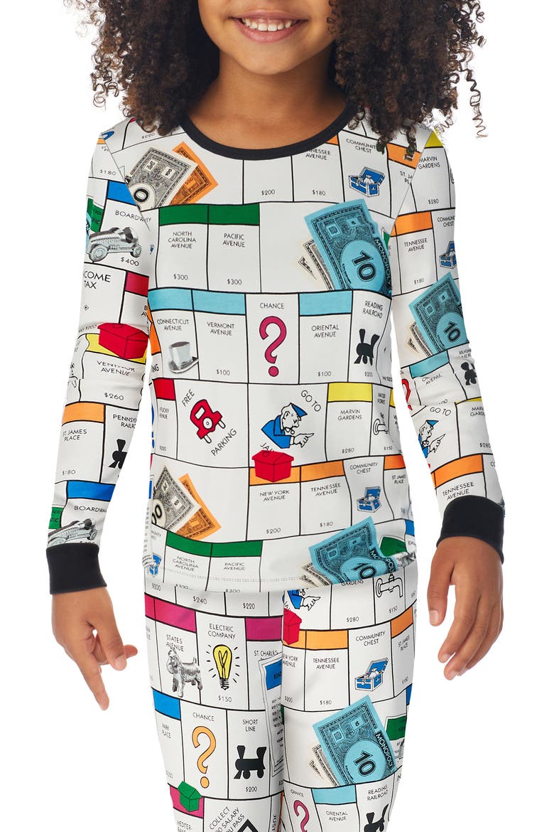 Kids' Monopoly Long Sleeve Two-Piece Pajamas, Alternate, color, MONOPOLY GAMEBOARD