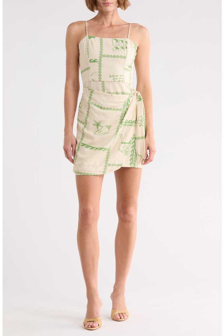 Square Neck Side Tie Minidress, Main, color, OFF WHITE RIO