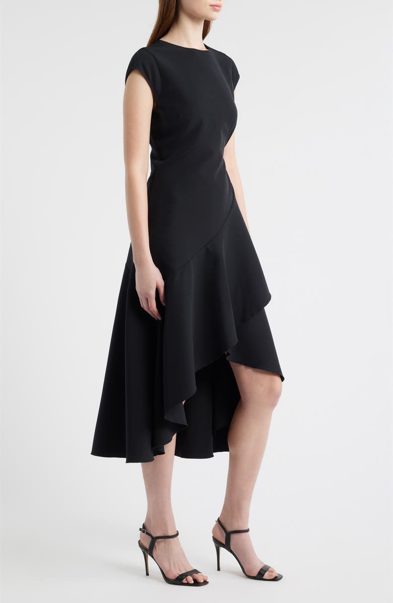 Chelsea28 Cap Sleeve High Low Midi dress, Alternate, color, Black