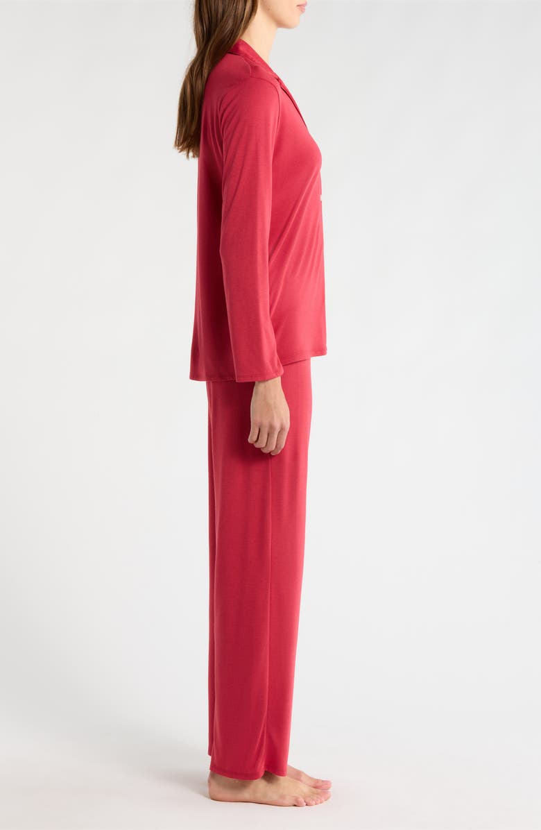 Natori Embroidered Jersey Pajamas, Alternate, color, Cherry Red