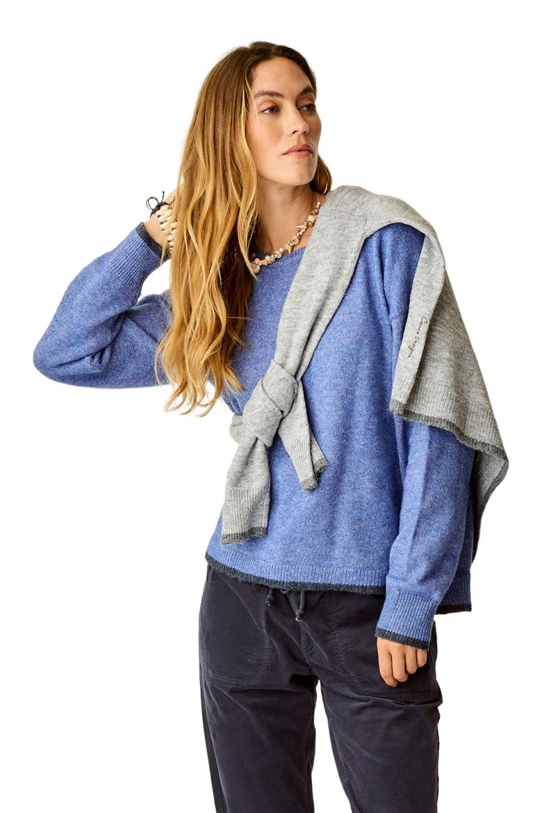 Drue Fuzzy Sweater, Alternate, color, Capri Blue w. Dark Capri