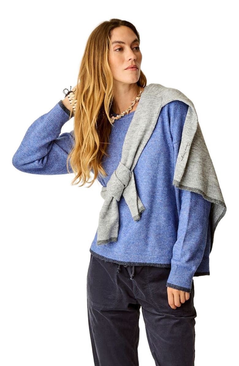 Carve Designs Drue Fuzzy Sweater, Alternate, color, Capri Blue W. Dark Capri