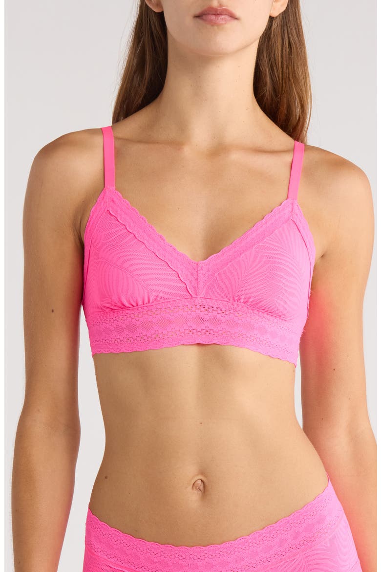 Allover Lace V-Neck Bralette, Main, color, KNOCKOUT PINK