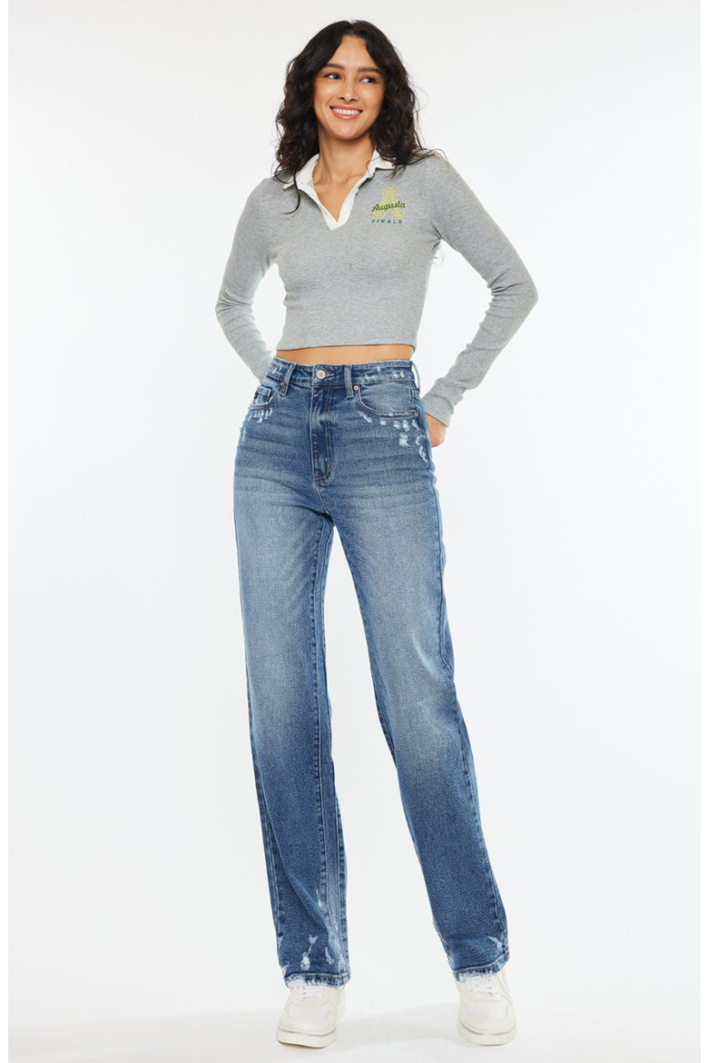 Viviana High Rise 90's Straight Leg Jeans, Alternate, color, Medium Stone Wash