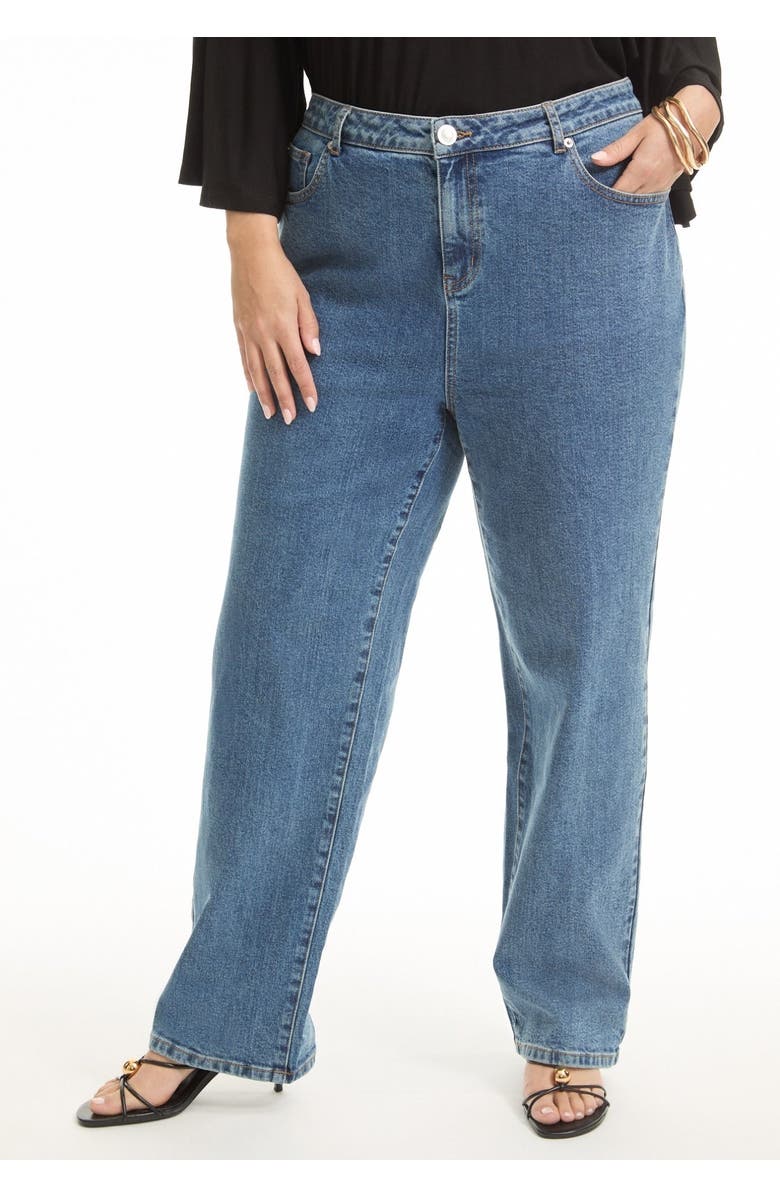 June + Vie June Fit High-Rise Straight-Leg Stretch Jeans, Alternate, color, Vintage Medium Wash