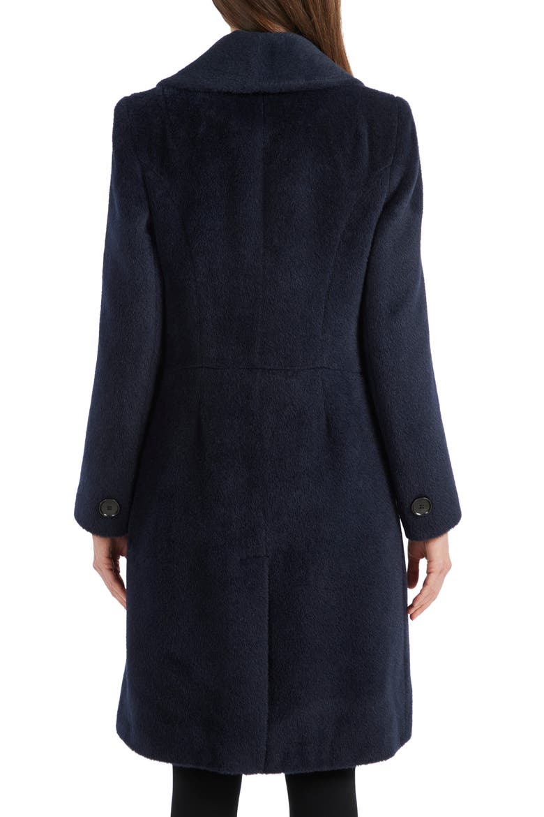 Shawl Collar Alpaca Wrap Coat, Alternate, color, NAVY