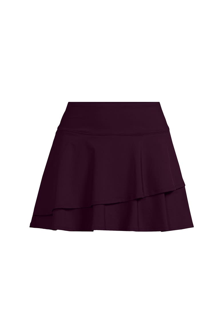 High Waisted Tulip Hem Swim Skort, Alternate, color, Dark Wine
