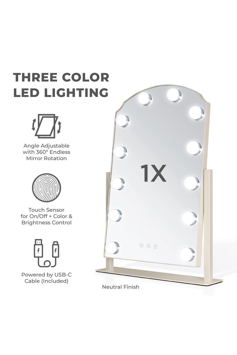 Scalloped Edge Hollywood LED Vanity Mirror, Alternate, color, Neutral