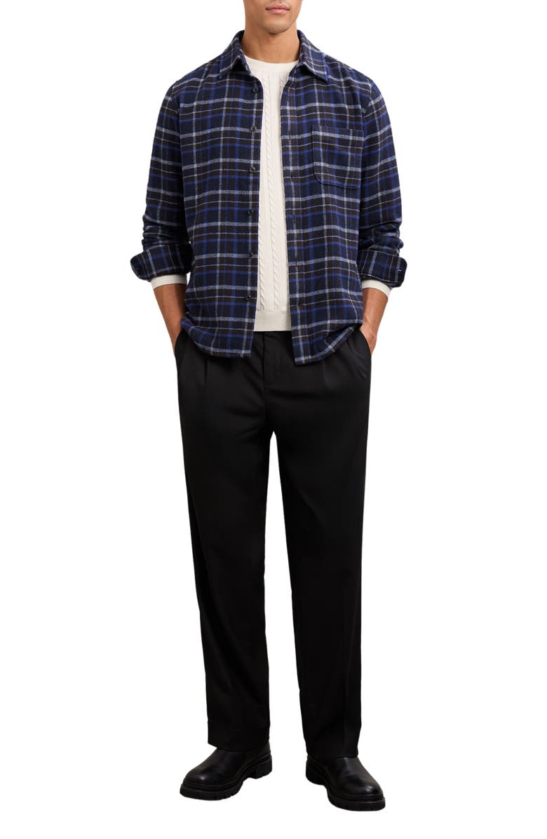 Reiss Sam Plaid Button-Up Shirt, Alternate, color, Navy