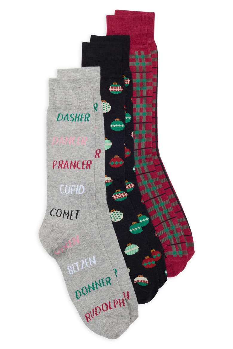 3-Pack Cotton Blend Socks, Main, color, NAVY