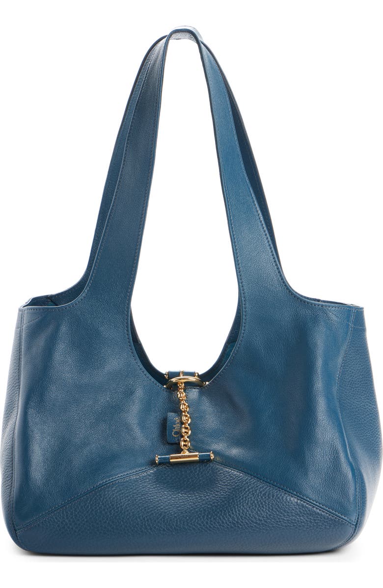 Chloé Medium Balloon Leather Tote, Main, color, Tapestry Blue