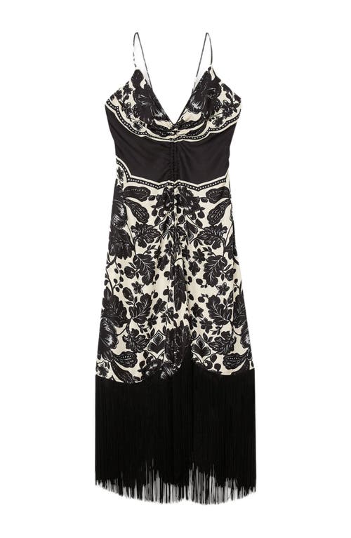 Sandro Silk Fringed Midi Dress In Multi