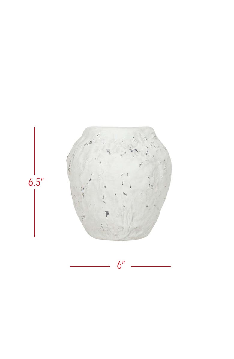 Foreside Home and Garden Distressed Vase White Stoneware, Alternate, color, White