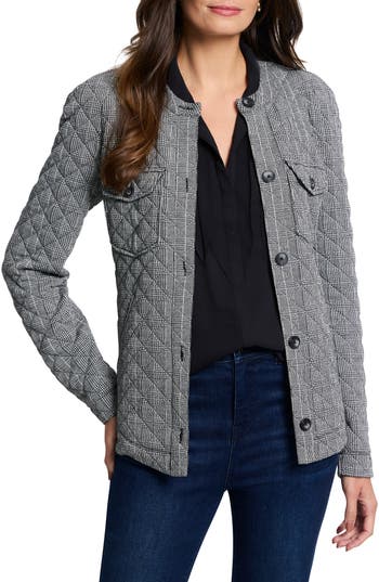 Nic + Zoe Nic+zoe Plaid Perfection Quilted Jacket In Gray