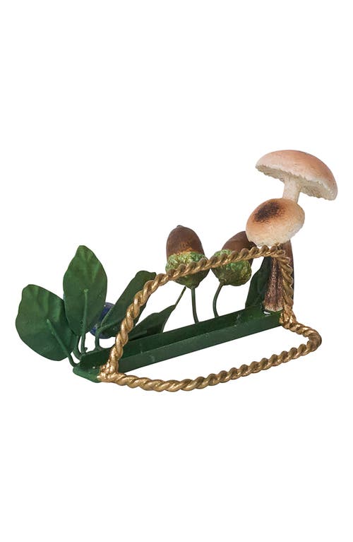 Juliska Forest Walk Mushroom & Acorns Set Of 4 Place Card Holders In Green