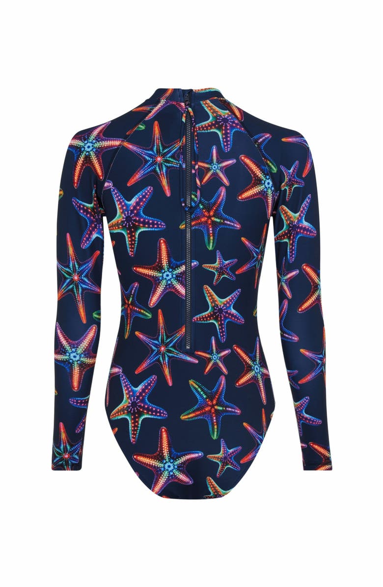 Vilebrequin Women's Disco Stars UV Protection One-Piece Rashguard, Alternate, color, Bleu Marine