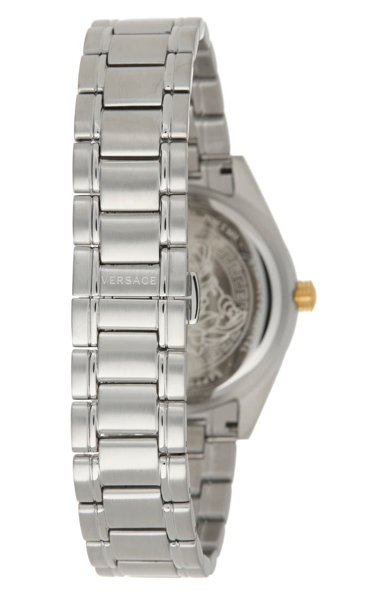 Versace V-Code GMT Bracelet Watch, 44mm, Alternate, color, Ststl