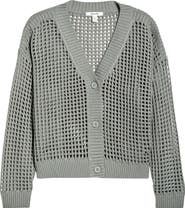 Splendid Camellia Openwork V-Neck Cotton Blend Cardigan