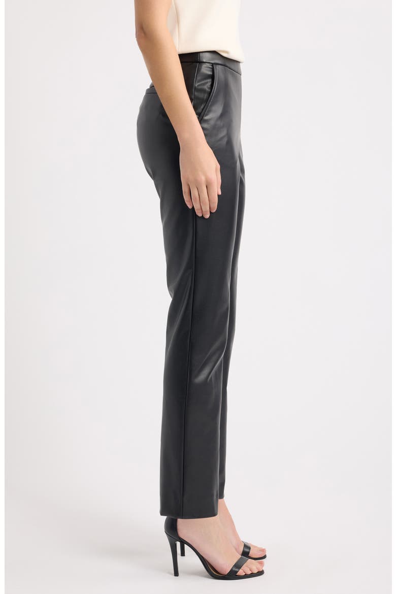 Pull On Faux Leather Straight Leg Pants, Alternate, color, ANNE BLACK