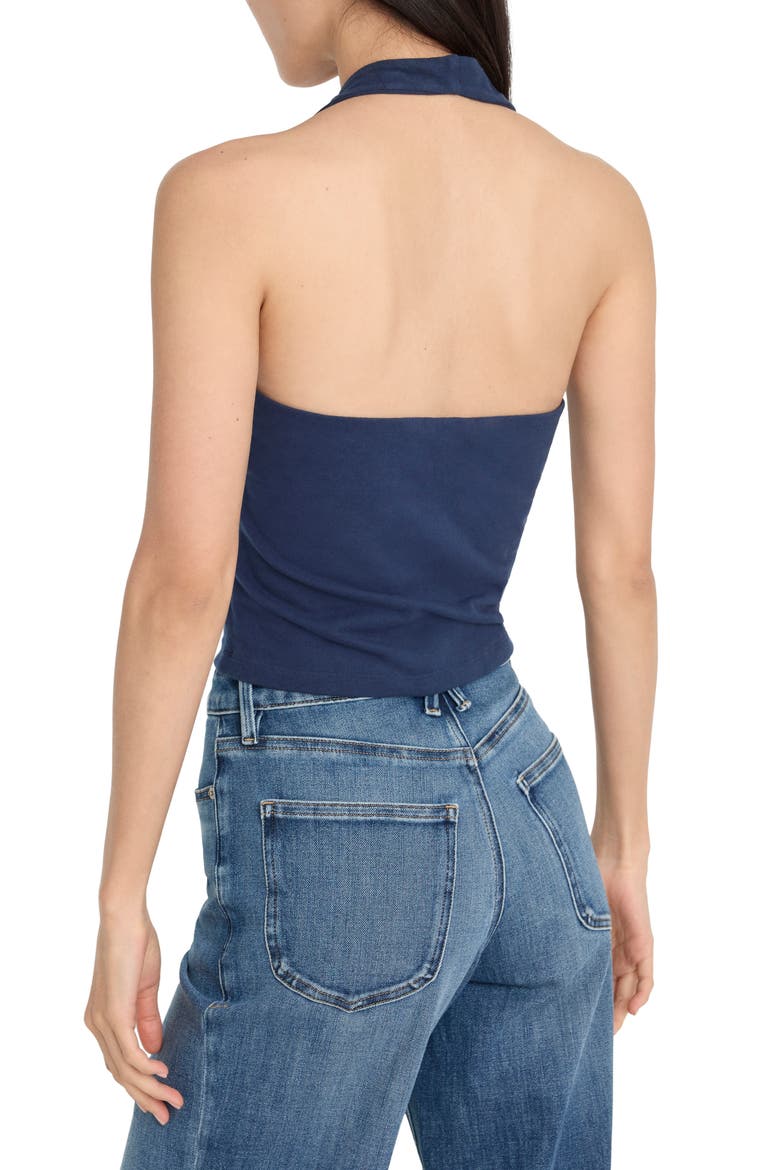 Super Stretch Crop Halter Tank, Alternate, color, HORIZON INK