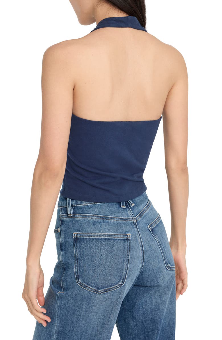 Good American Super Stretch Crop Halter Tank, Alternate, color, Horizon Ink