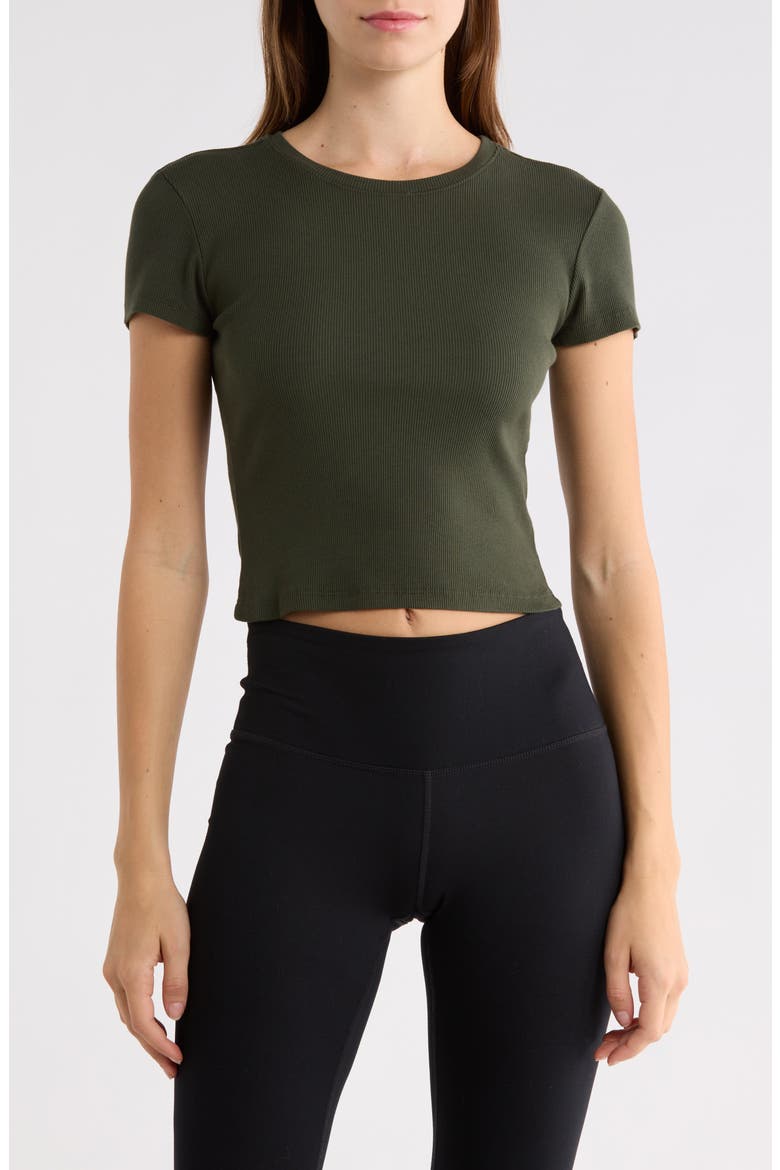 Ribbed Baby Tee, Main, color, OLIVE INK